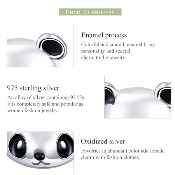 Härliga Panda Bear Stud örhängen Sterling Silver för kvinnor Little