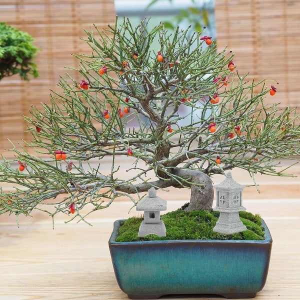 Galaxy 3st Kinesisk Pagodstaty Miniatyrpagod Bonsai Dekorasjon Sandstenskulptur (Lys grå)