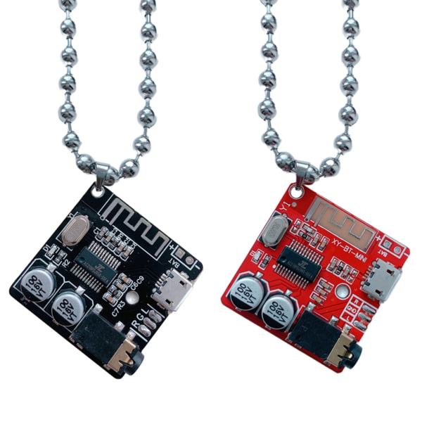 Electronic Chip Pendant Halsband Överdriva Hip Hop Cyberpunk Halsband Tröja Chain Statement Smycken för kvinnor Män Red - Ball chain