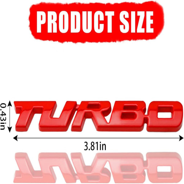 3:a Turbo Bil Emblem 3D Letter Metal Turbo Badge Auto Logo