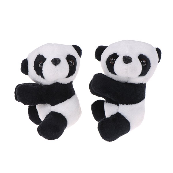 Nyhet Lovely Finger Panda Clip Plysch 4'' Panda Clips Svart Vit Kramande Panda för docka Gardinklämma för pärlgardiner