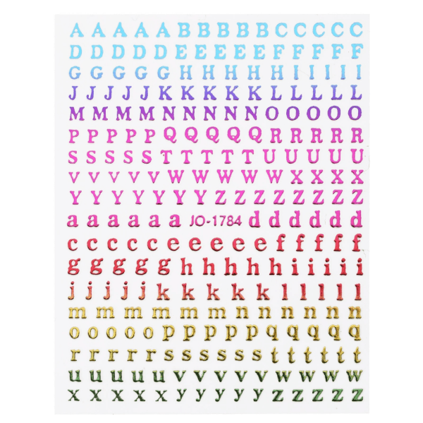 Engelske bogstaver negleklistermærker Farverige bogstavs negleklistermærker Engelsk alfabet negledekaler til DIY nail art