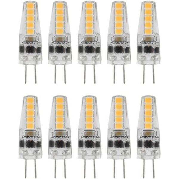 10st G4 LED-lampor, 2W 3000K AC 12-24V Dimbara glödlampor för ljuskrona Taklampa Bordslampa Varm vit