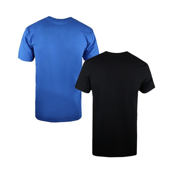 DC Comics Hero Logotyp bomull T-shirt (förpackning med 2) Blå/Bla Blå/Svart XL