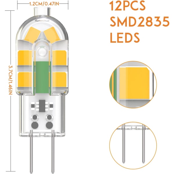 G4 LED-pære, G4 LED-pære 2W 200LM Varmt Hvit 3000K 10-pakning