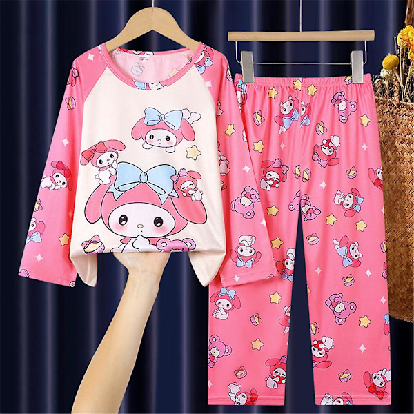 4-12 År Jenter Sanrio Trykte Pyjamassett Langærmet Topper Bukser Soveklær Nattklær Loungewear Gaver Melody Melody Melody 5-7 Years