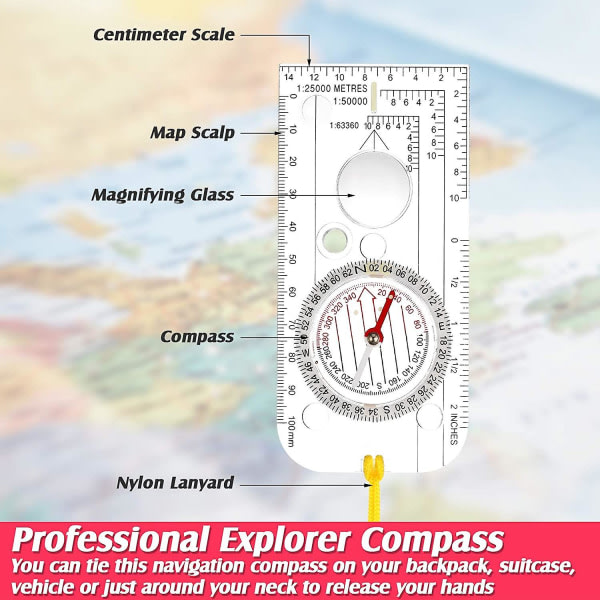 Navigationskompass Scout Kompass Orientering Kompass Lättvikts vandringskompass med justerbar lutning för expeditionsläsning Kartorientering