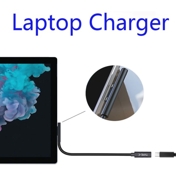 Typ C 45W PD Laddningsadapterkabel för Micro soft Surface Pro 7/6/5/4/3 bärbar dator