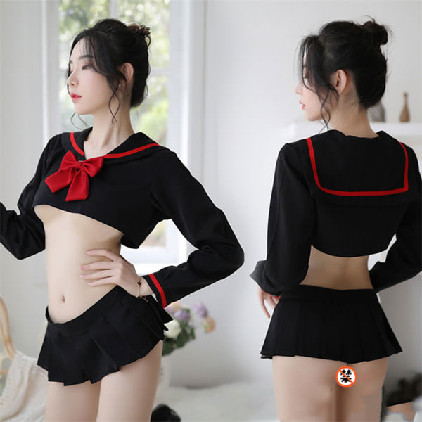 Rosett Cosplay Kostume JK Uniform Lolita Mini Top Kjole Erotisk Rol Top+Skirt+Thong