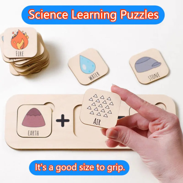 Barn Montessori träpussel Matchande spel Socken Naturvetenskap Lärande Fysiska fenomen Kognitiva pedagogiska leksaker WT898