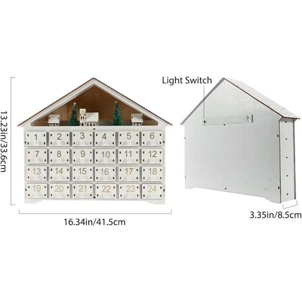 Puinen Joulukalenteri, Uusiokäyttöinen Joulupukki Joulukalenteri, DIY Joulukalenteri 24 Laatikolla, Ainutlaatuiset LED-Joulukoristeet Jouluun
