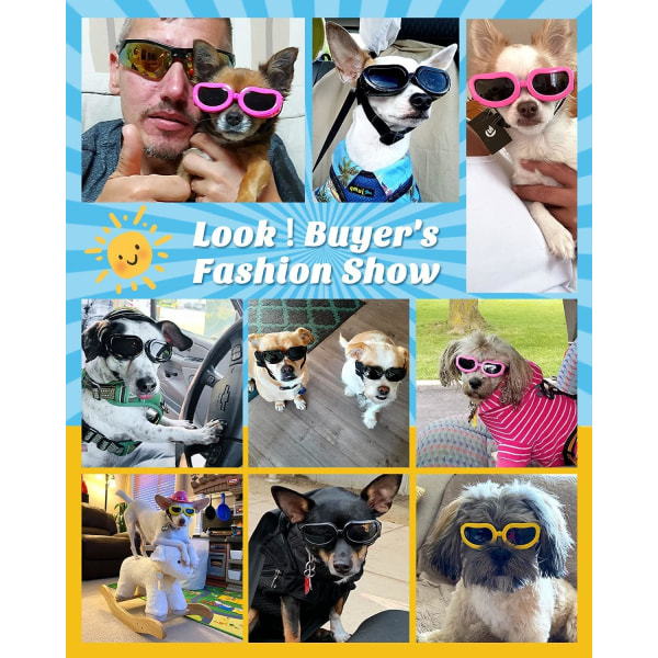 Hunde solbriller, justerbare kæledyr solbriller, anti-UV støvtætte briller
