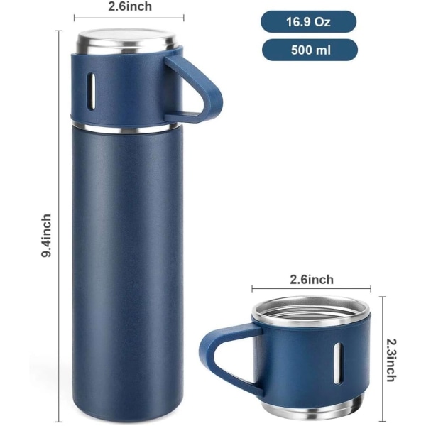 500 ml (16,9 oz) 304 rostfritt stål termosvakuumflaska med (grå)