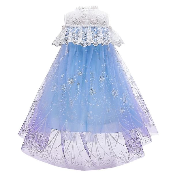 Frozen Elsa Fancy Dress Kostym Flickor Barn Fest Prinsessan Tutu Tyll Spetsklänning 6-7Years