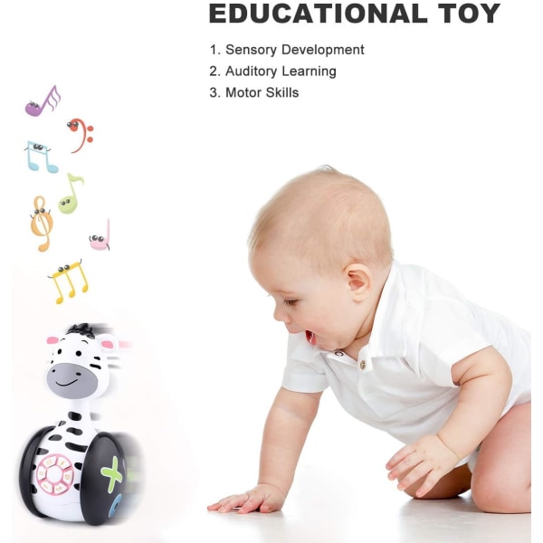 Baby leksaker, Zebra Baby Tumbler Toy med musik och LED