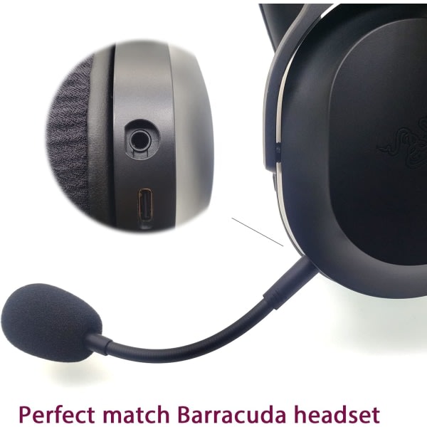Ersättningsmikrofon passar för Razer Barracuda X trådlöst spel och mobilt headset, löstagbar Razer brusreducerande mikrofon