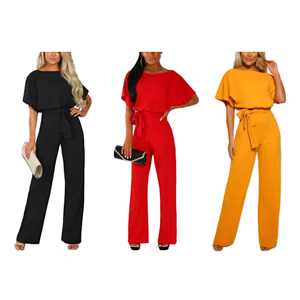 Dame Jumpsuit Romper Strandferie Kropp Raka ben Gul Yellow M