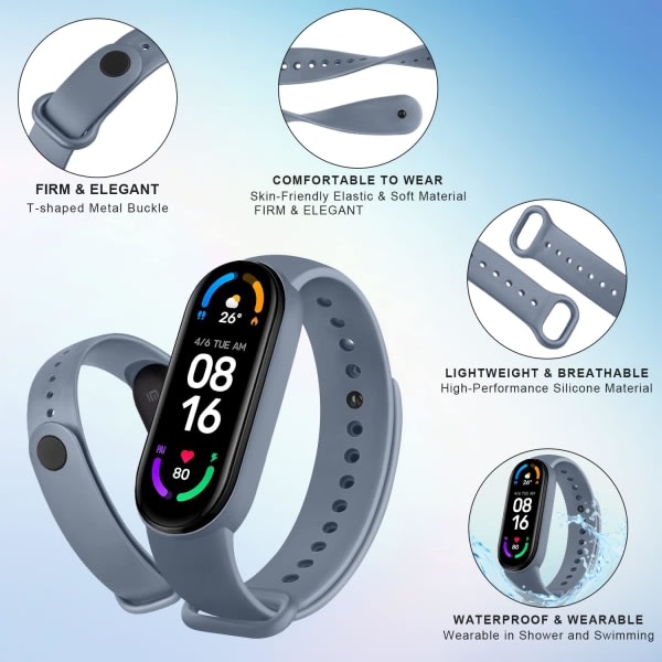 2-pack silikonremmar för Xiaomi Mi Band 5/6 och Amazfit Band 5