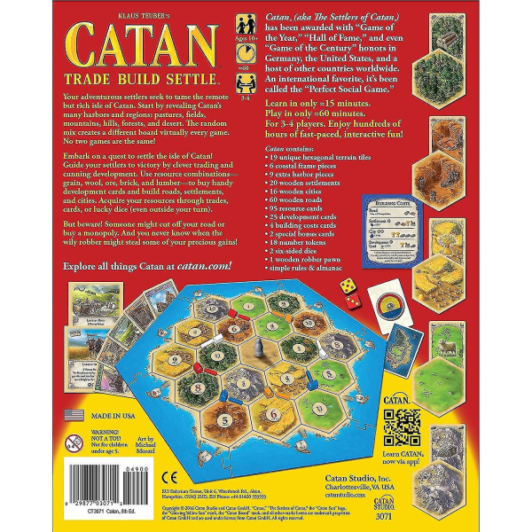 Catan Board Game (basspel) Familjebrädspel Brädspel för vuxna och familjebrädspel i åldern 10+ för 3 till 4 spelare