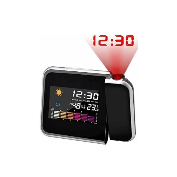 Väderstation projektionsklocka Creative Mute LED-färgskärm Perpetual Calendar Väder Elektronisk väckarklocka