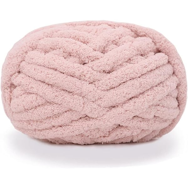 Tykt Strikket Chenille Garn for Håndlagde Tepper, Supersoft Stort Jumbo Teppedgarn Light Pink