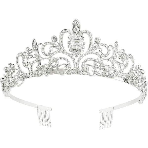 Makone tiara kristalli kruunu strassilla kammen kanssa morsiamen kruunuun, häihin, tanssiaisiin, juhliin, prinsessajuhlat, häädiadeemi, tiara lapsille, prinsessa