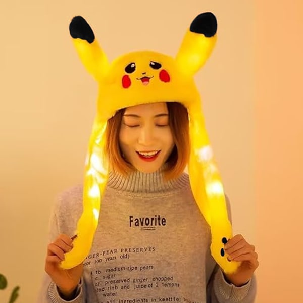 Pikachu Pikachu Pipo Hattu Kanin Korvat Liikkuvat Hyppivät Hattu Hauska Kanin Plyysi Hattu Hattu V1