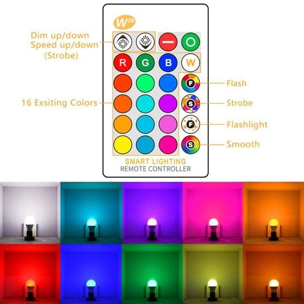 LED pære E27 10W RGBW Lyskilde Farveskift Varm hvid