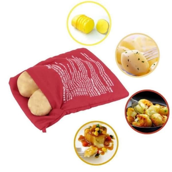 Mikrovågspåse - SERDA-RUN - Potatis - Röd - Polyesterfiber - 24 x 19 cm Röd