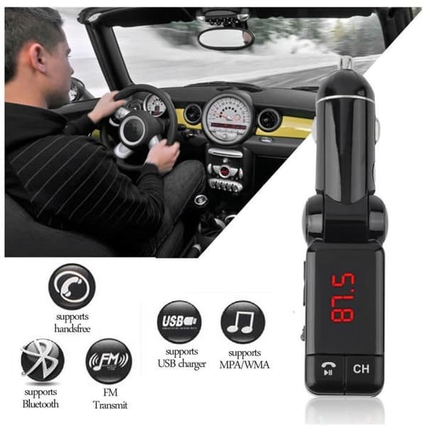 LCD Bluetooth bil Glamour Kit Oplader FM Transmitter USB MP3 håndfri til iPhone XYQ61210121_2942
