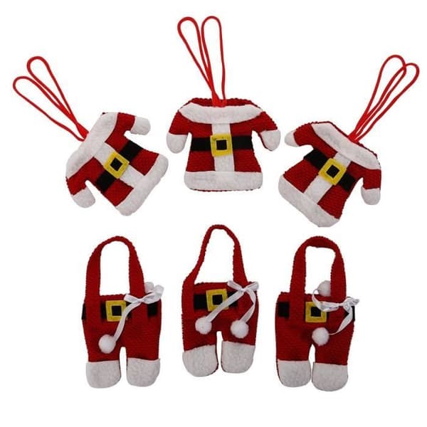 Bestikholder - Festdekoration - Jul - 6 Tasker - Polyester - Julemandskostume