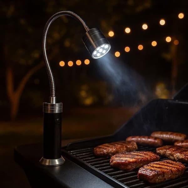 LED grillampe - Bærbart model - 9 hvide LED - 360° roterende hoved - Magnetisk base Vit