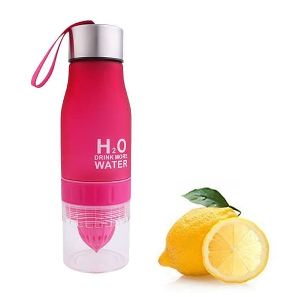 Vandflaske - H2O - 650ml - Bærbar - Infuser - Rosa rosa
