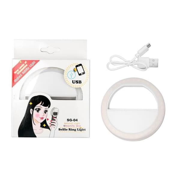 Justerbar Selfie Ring Light - Vit - Märke: Selfie Ring Light