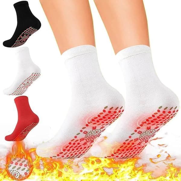 Selvvarmende Sokker - Hvid - Kvinde - Magnetterapi - Massage - Åndbare Vit S