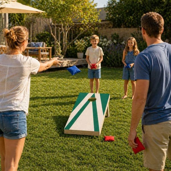 Färdighetsspel - FERRY LEKSAKER - Cornhole Trä (Bräda + 8 påsar) - FSC-certifierat trä - Röda/blå påsar - Fällbara ben Trä, grön (röda, blå påsar)