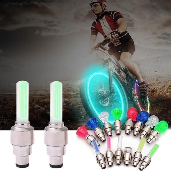 LED-hjulventilpropper - CYKELTILBEHØR - 001 Blå - 2 stk. - Neonlys - Unisex Blå