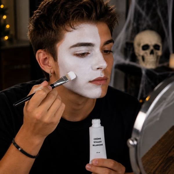 Ansiktsmakeupkräm - SIROCO - 20 ml - Täckande vit - Realistisk effekt - Vattentvättbar
