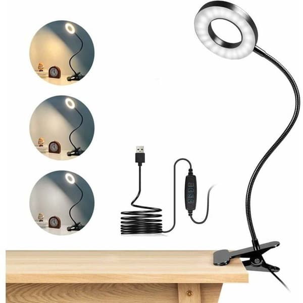LED Bordlampe Klemme 48LED 3 Tilstande, USB