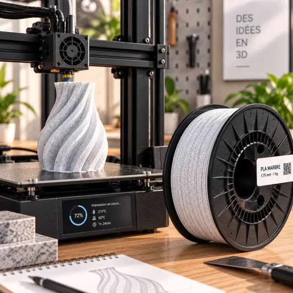 Filament PLA - OQONOS - Marmor 1,75 mm 1 kg - 1,75 mm - Grå marmor - 190-230°C