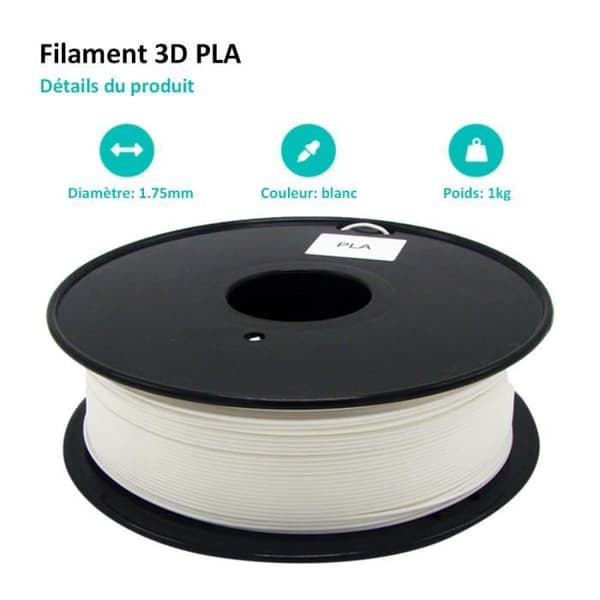Filament 3D hvid PLA 1,75mm 1kg til 3D-printer | 3D-printer filament PLA spole til 3D-printer og 3D-pen.