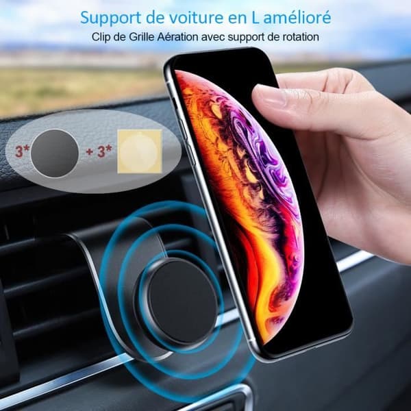Telefonstöd - Universell - 360° Rotering - Magnetisk - Ventilationsgaller - Svart