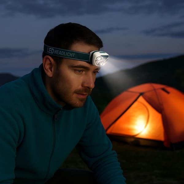 LED Hovedlampe - BOXÉLEC - 6 Leds - 41 Lumen - 3 Tilstande - Rækkevidde 30m Svart grå