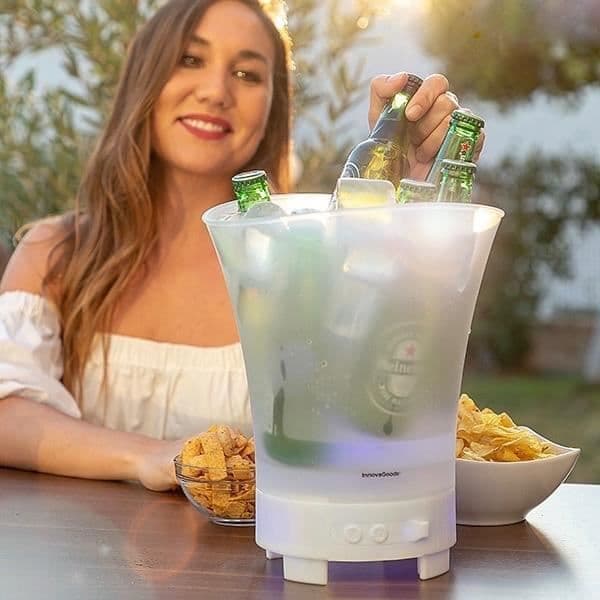 Ispose - MODEZVOUS - LED-belysning - Bluetooth-højttaler - Isbakke 7 farver - Hvid plast Vit