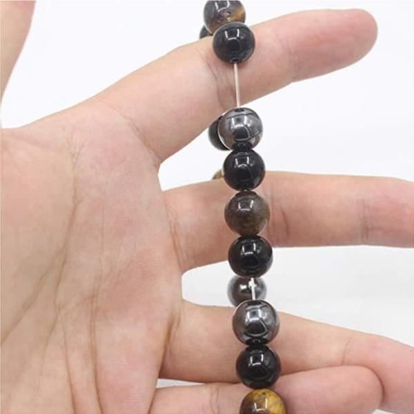 Armbånd - Tigerøje - Triple Beskyttelse - Hæmatit - Sort Obsidian - 10 mm