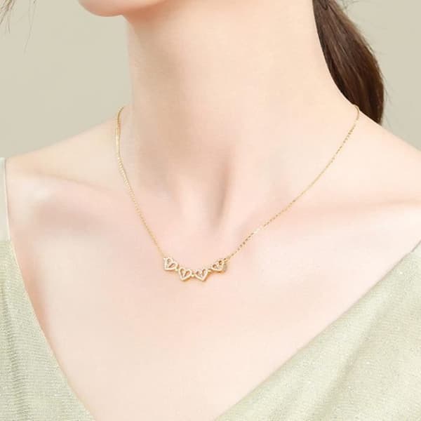 Collier - Hjerte med Fire Blade - Titanstål - Krystal - Rød Röd