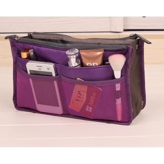 Taskorganisator - FUN DAISY - Stor håndtaske - Farve Lilla - Let 90g - Flere rum