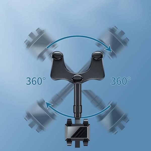 Telefonholder - Multifunktionel - Rotérbar 360° - Sort - Bilbakspejl - Sikker