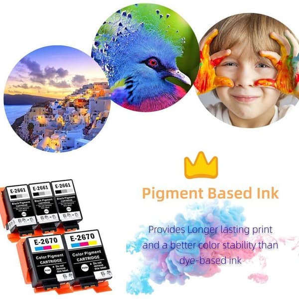 Bläckpatroner - WOOPSO - Epson 266 & 267 - Pack om 6 - Hög kvalitet - Smart chip