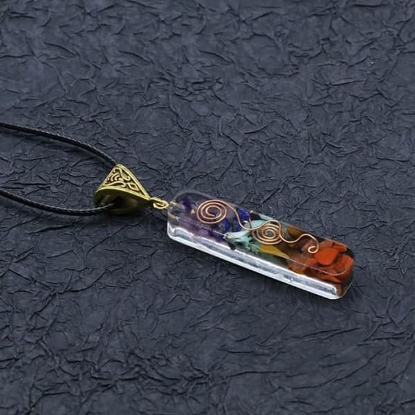 7 Chakras krystal halskæde, Orgonite vedhæng, hexagonal energi [40623B4]
